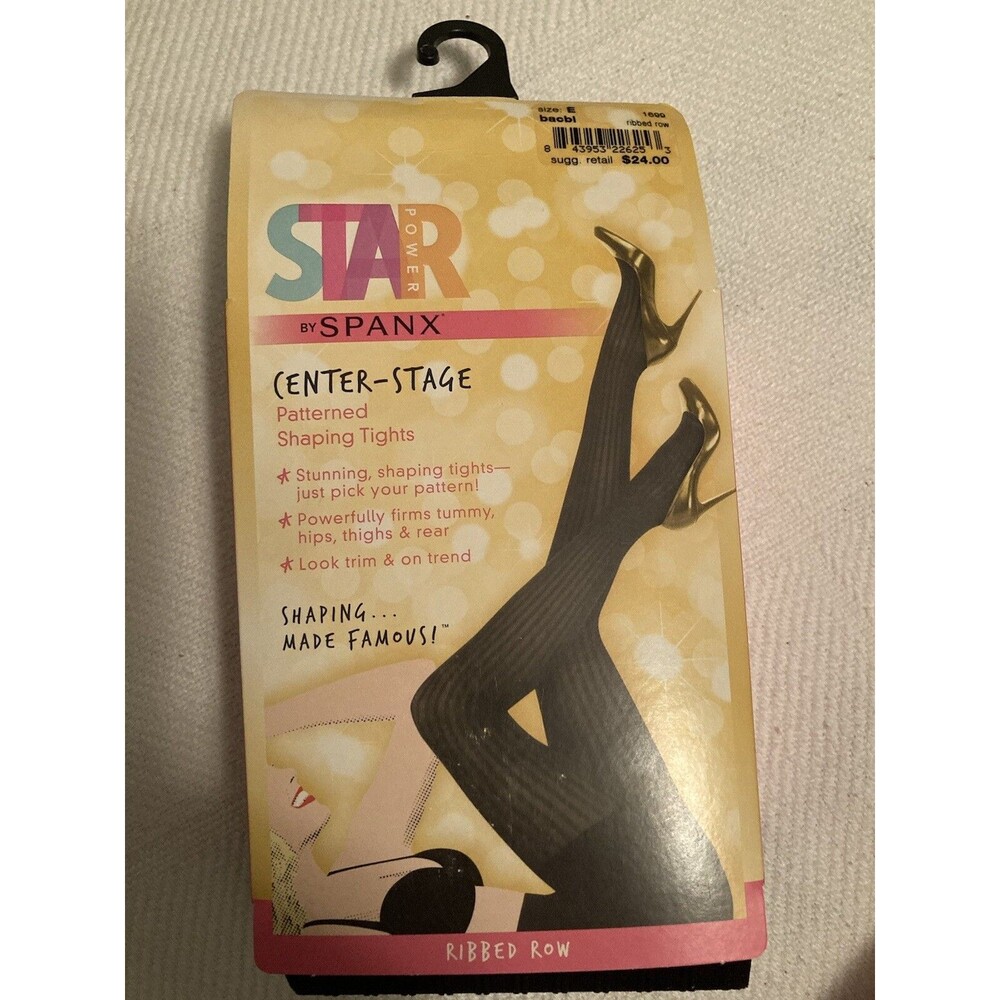 SPANX Star Power Center Stage Patterned Shaping Tights Size E Ribbed Row  -NEW